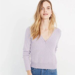 Madewell Lavender Lilac Women's Pullover Faux Wrap Sweater